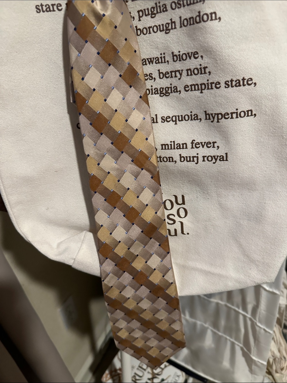 John Ashford Beige and Brown Woven Geometric Silk-Feel Tie